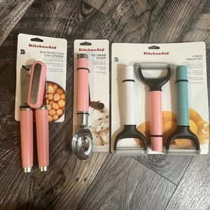 KitchenAid 5 pc set Ice Cream Scoop can Set Of 3 peelers Guava pink HGGA NEW